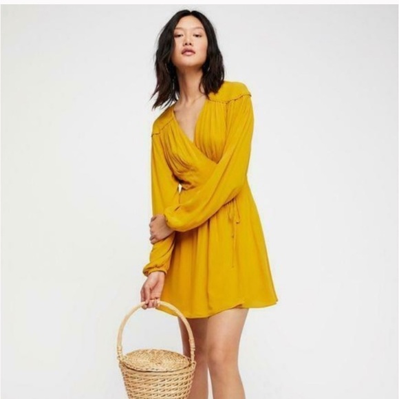 Free People Dresses & Skirts - NWT Free people wrap yellow/mustard mini dress